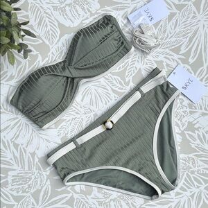 Skye Swimwear | Chic green and white bikini Set size small